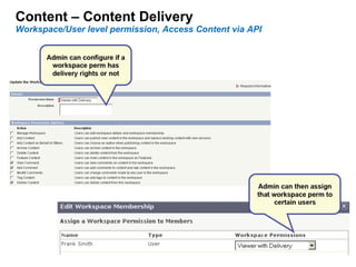 Content – Content Delivery Workspace/User level permission, Access Content via API 
