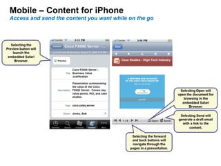 Mobile – Content for iPhone Access and send the content you want while on the go 