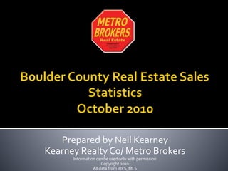 Prepared by Neil Kearney
Kearney Realty Co/ Metro Brokers
Information can be used only with permission
Copyright 2010
All data from IRES, MLS
 