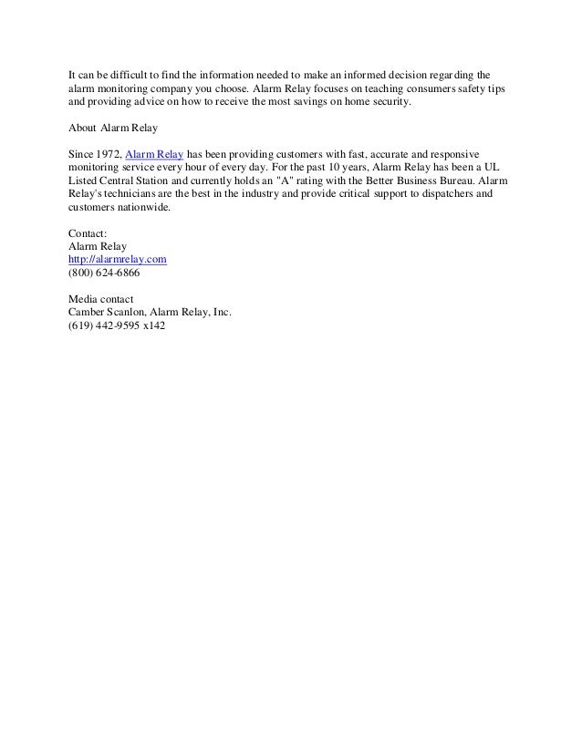 Press Release National Alarm Monitoring Company Reveals 5 Helpful Facts about Home Alarm