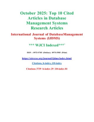 October 2025 Top read articles in International Journal of Database ...