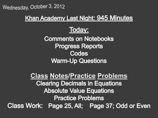 Class Notes/Practice Problems
 