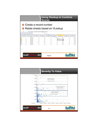 Using Vlookup to Combine
Scores

Create a record number
Relate sheets based on VLookup

Page 54

Severity To Value

55

 