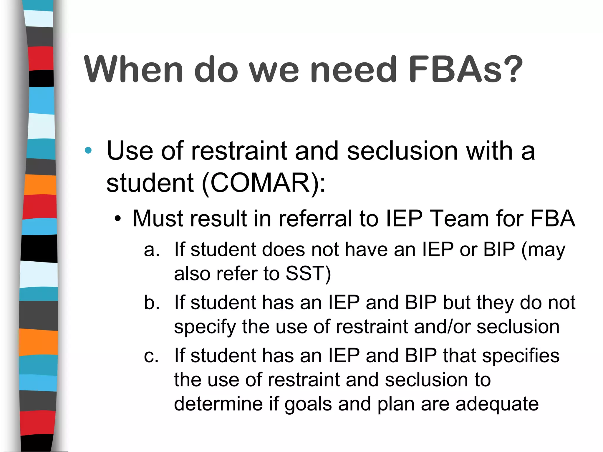 Behavior manifestation of disability (No FBA on file)