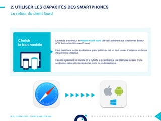 2. UTILISER LES CAPACITÉS DES SMARTPHONES
Le retour du client lourd
OCTO TECHNOLOGY > THERE IS A BETTER WAY 31
Le mobile a...