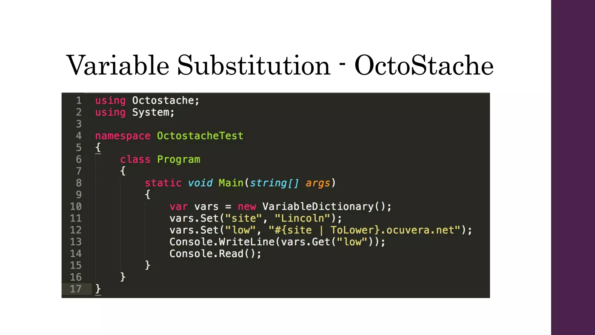 Variable Substitution - OctoStache
 