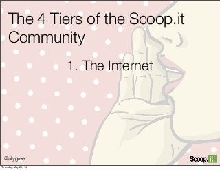 @allygreer
The 4 Tiers of the Scoop.it
Community
1. The Internet
Thursday, May 29, 14
 