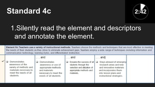 Standard 4c
1.Silently read the element and descriptors
and annotate the element.
 