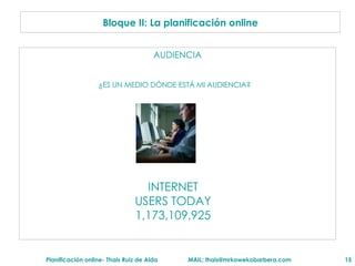 AUDIENCIA Bloque II: La planificaci ón online ¿ES UN MEDIO D ÓNDE ESTÁ MI AUDIENCIA? INTERNET USERS TODAY 1,173,109,925 