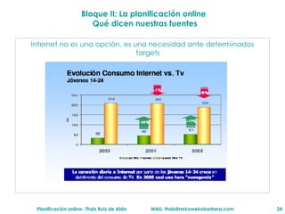 Internet no es una opci ón, es una necesidad ante determinados targets Bloque II: La planificaci ón online   Qu é dicen  nuestras fuentes 