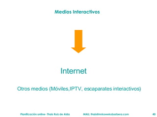 Medios Interactivos Internet Otros medios (M óviles,IPTV, escaparates interactivos) 