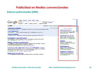 Publicidad en Medios convencionales Enlaces patrocinados (SEM)  