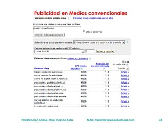 Publicidad en Medios convencionales 