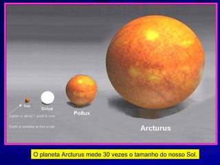 O planeta Arcturus mede 30 vezes o tamanho do nosso Sol. 