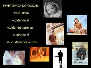 EXPERIÊNCIA DO CUIDAR -ser cuidado -cuidar de sí -cuidar de outro ser -cuidar de sí - ser cuidado por outros Evanilda Carvalho 