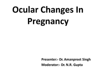 Ocular Changes In
Pregnancy
Presenter:- Dr. Amanpreet Singh
Moderator:- Dr. N.R. Gupta
 