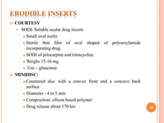 Minidisc Ocular Insert ocular drug delivery systems in drug delivery systems | PPTX