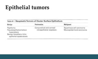 Epithelial tumors
 