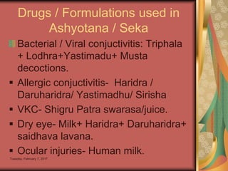 OCULAR THERAPEUTICS AND KRIYAKALPA IN AYURVEDA | PPTX