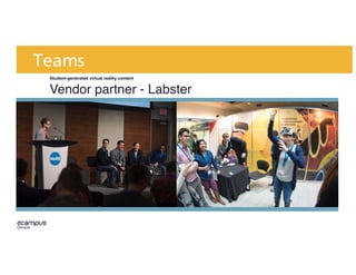 Student-generated virtual reality content
Vendor partner - Labster
Teams
 