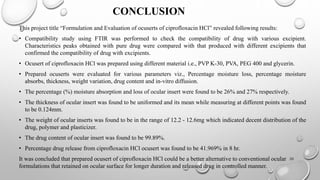 Ocuset Formulation FORMULATION AND EVALUATION OF OCUSERTS OF CIPROFLOXACIN HCl | PPTX