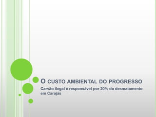 O CUSTO AMBIENTAL DO PROGRESSO
Carvão ilegal é responsável por 20% do desmatamento
em Carajás
 