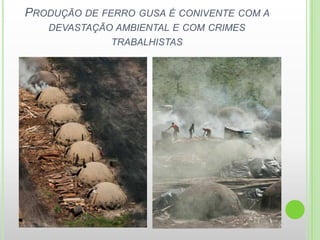 PRODUÇÃO DE FERRO GUSA É CONIVENTE COM A
   DEVASTAÇÃO AMBIENTAL E COM CRIMES
             TRABALHISTAS
 
