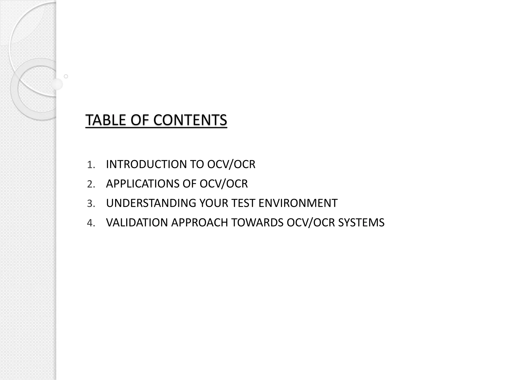 OCV & OCR - A Validation Perspective | PPTX