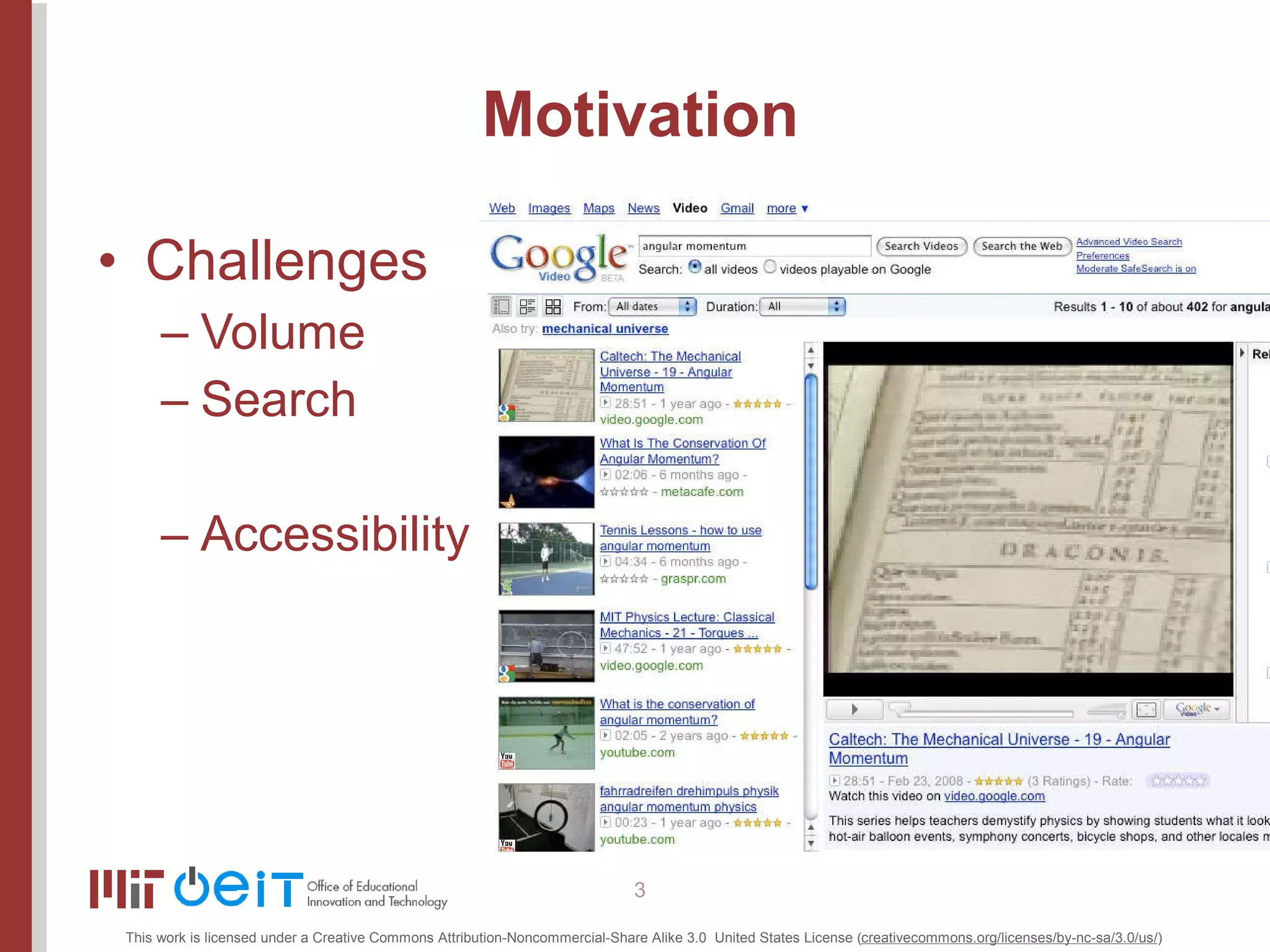 Motivation Challenges Volume Search Accessibility 