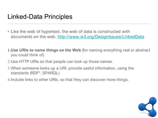 Linked-Data Principles<br />Like the web of hypertext, the web of data is constructed with documents on the web. http://ww...