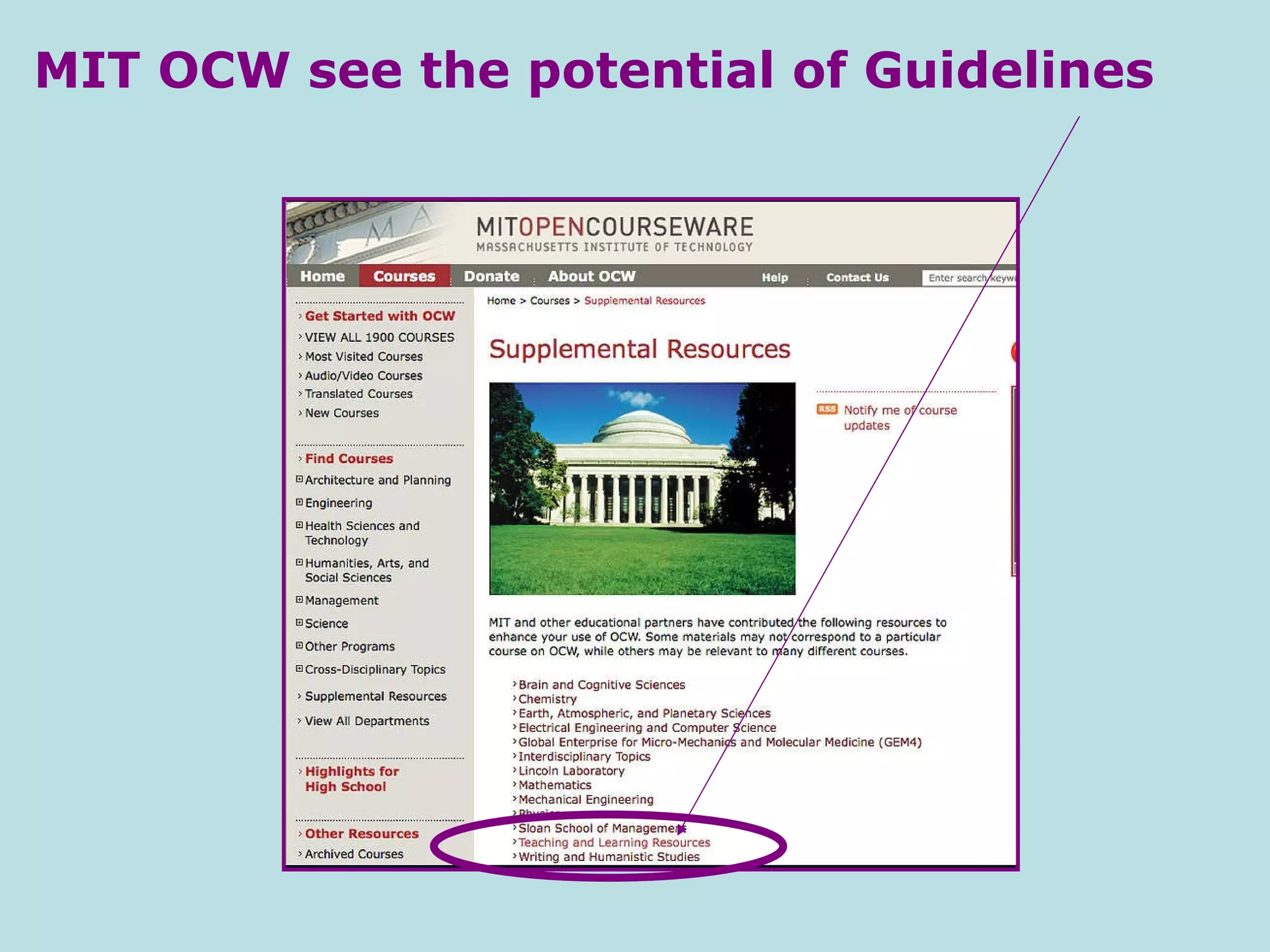 MIT OCW see the potential of Guidelines 