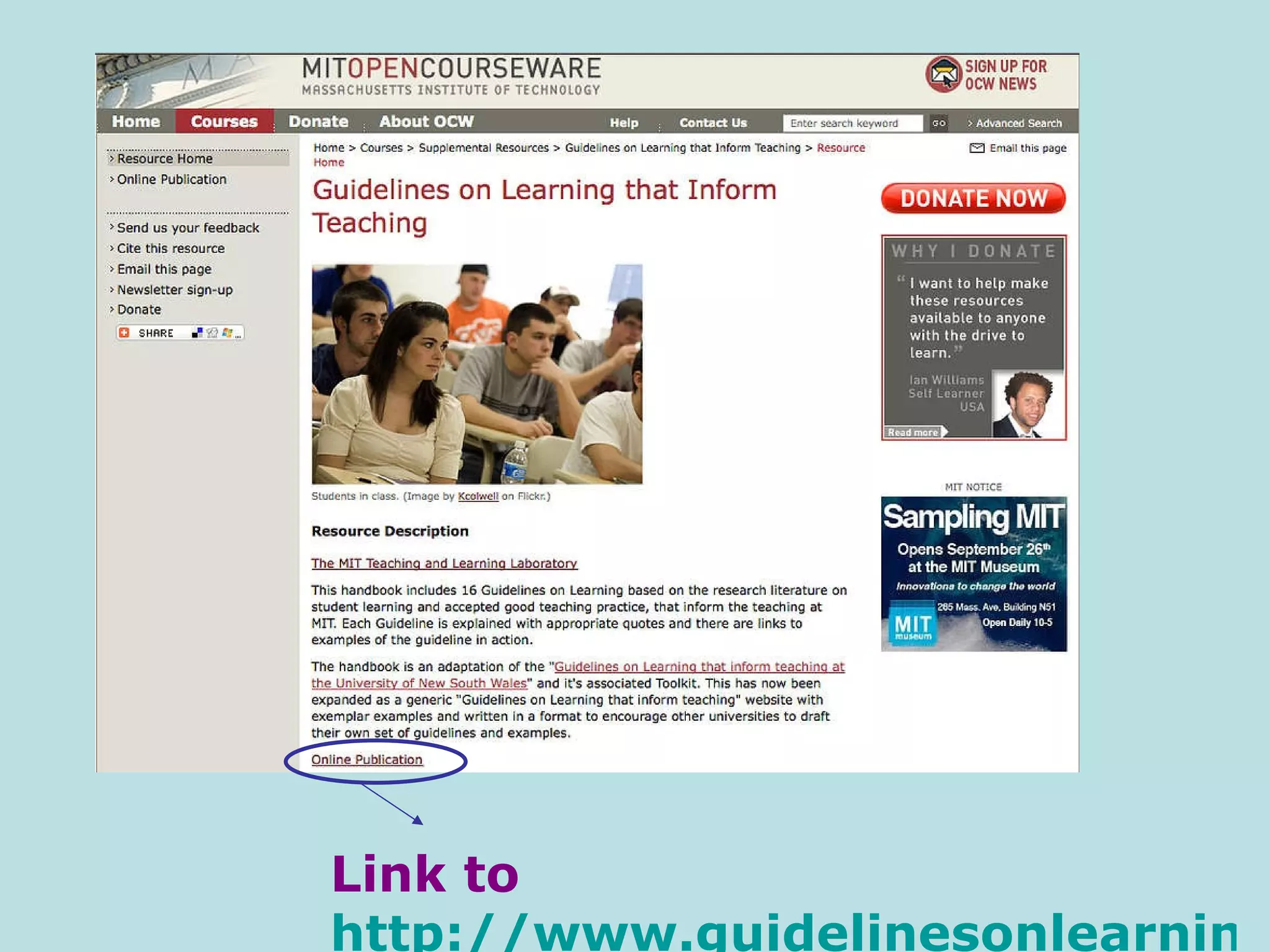 Link to  http://www.guidelinesonlearning.com/ 