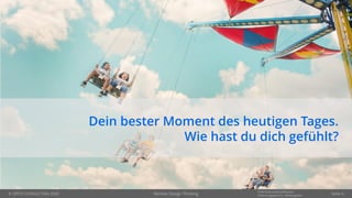 © OPITZ CONSULTING 2020
Informationsklassifikation:
Erfahrungsbericht - Weitergeben
Dein bester Moment des heutigen Tages.
Wie hast du dich gefühlt?
Remote Design Thinking Seite 4
 