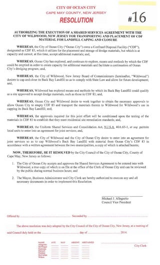 Ocean City Wildwood dredge spoils agreement Dec. 4, 2014