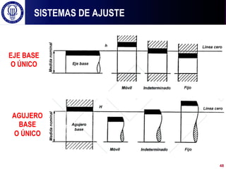 SISTEMAS DE AJUSTE
EJE BASE
O ÚNICO
AGUJERO
BASE
O ÚNICO
48
 