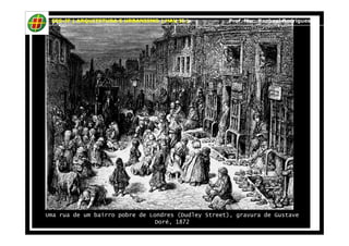 CES-JF | ARQUITETURA E URBANISMO | HAU II | Prof. Msc. Raphael Rodrigues 
Uma rua de um bairro pobre de Londres (Dudley Street), gravura de Gustave 
Doré, 1872 
 