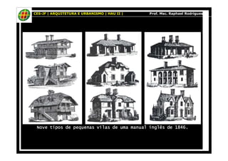 CES-JF | ARQUITETURA E URBANISMO | HAU II | Prof. Msc. Raphael Rodrigues 
Nove tipos de pequenas vilas de uma manual NNNooovvveee tttiiipppooosss dddeee pppeeeqqquuueeennnaaasss vvviiilllaaasss dddeee uuummmaaa mmmaaannnuuuaaalll iiiinnnnggggllllêêêêssss ddddeeee 1111888844446666.... 
 