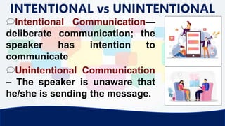 Unintentional Communication Examples Nature and Elements of Communication | PPTX