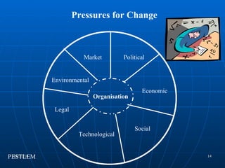 Organisation Social Legal Environmental Political Economic Technological Pressures for Change PESTLEM Market 