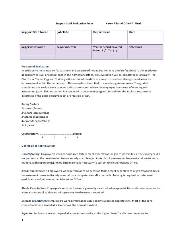 staff evaluation form staff evaluation form
