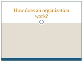 How does an organization
work?
 
