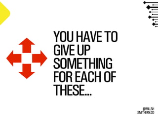 SMITHERY.CO
@WILLSH
YOUHAVETO
GIVEUP
SOMETHING
FOREACHOF
THESE...
 