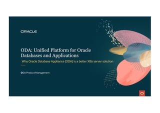 Oracle Database Appliance as X86 servers | PDF