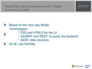 SharePoint App Development with OData
connected to SAP
 