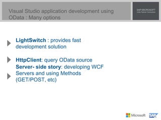 Visual Studio application development using
OData : Many options
 