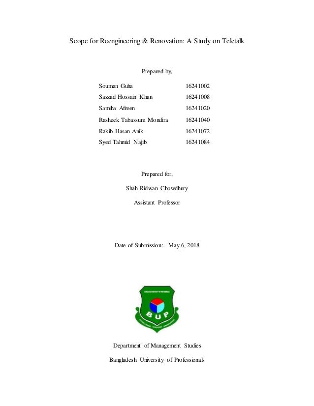 Scope For Re Engineering Renovation A Study On Teletalk Scope For Re Engineering Renovation A Study On Teletalk