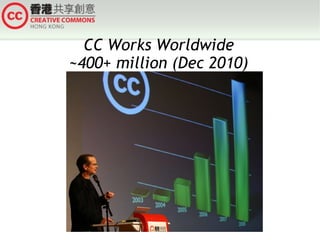 CC Works Worldwide
~400+ million (Dec 2010)

 
