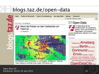 blogs.taz.de/open-data




Open Data CH
Konferenz, Zürich 28. Juni 2012   23
 