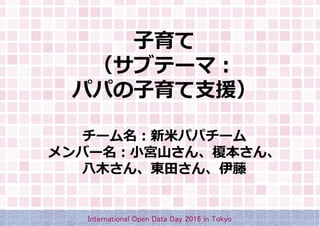
֥Ʃ`ޣ
ѥѤ֧Ԯ
`ץѥѥ`
Щ`Сmɽ󡢘\
ľ󡢖|蘆
International Open Data Day 2016 in Tokyo
 