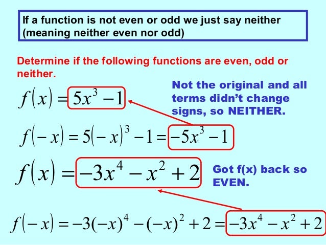 Determining if a function is even or odd